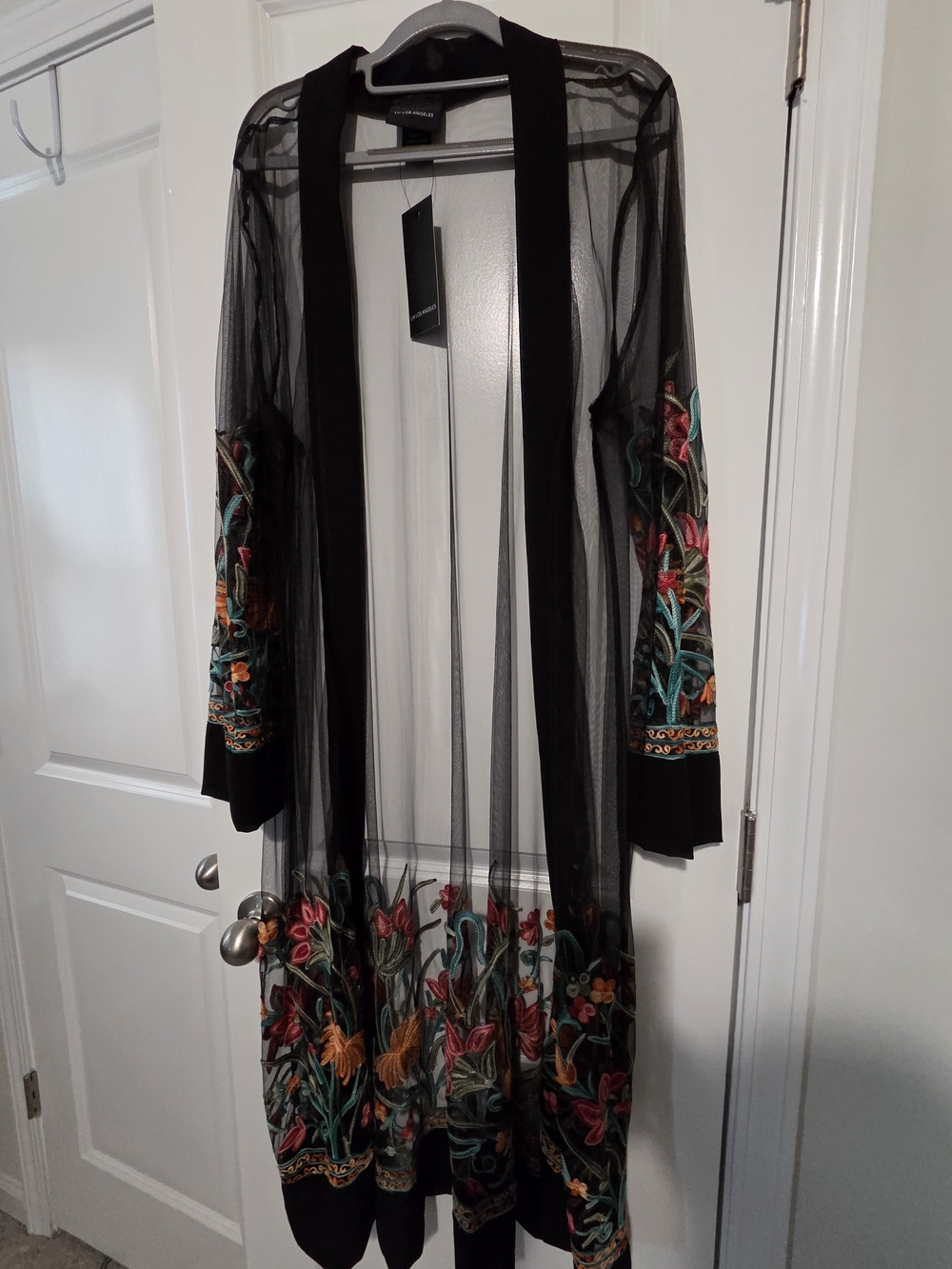 LIV Los Angeles Sheer Black Embroidered Duster